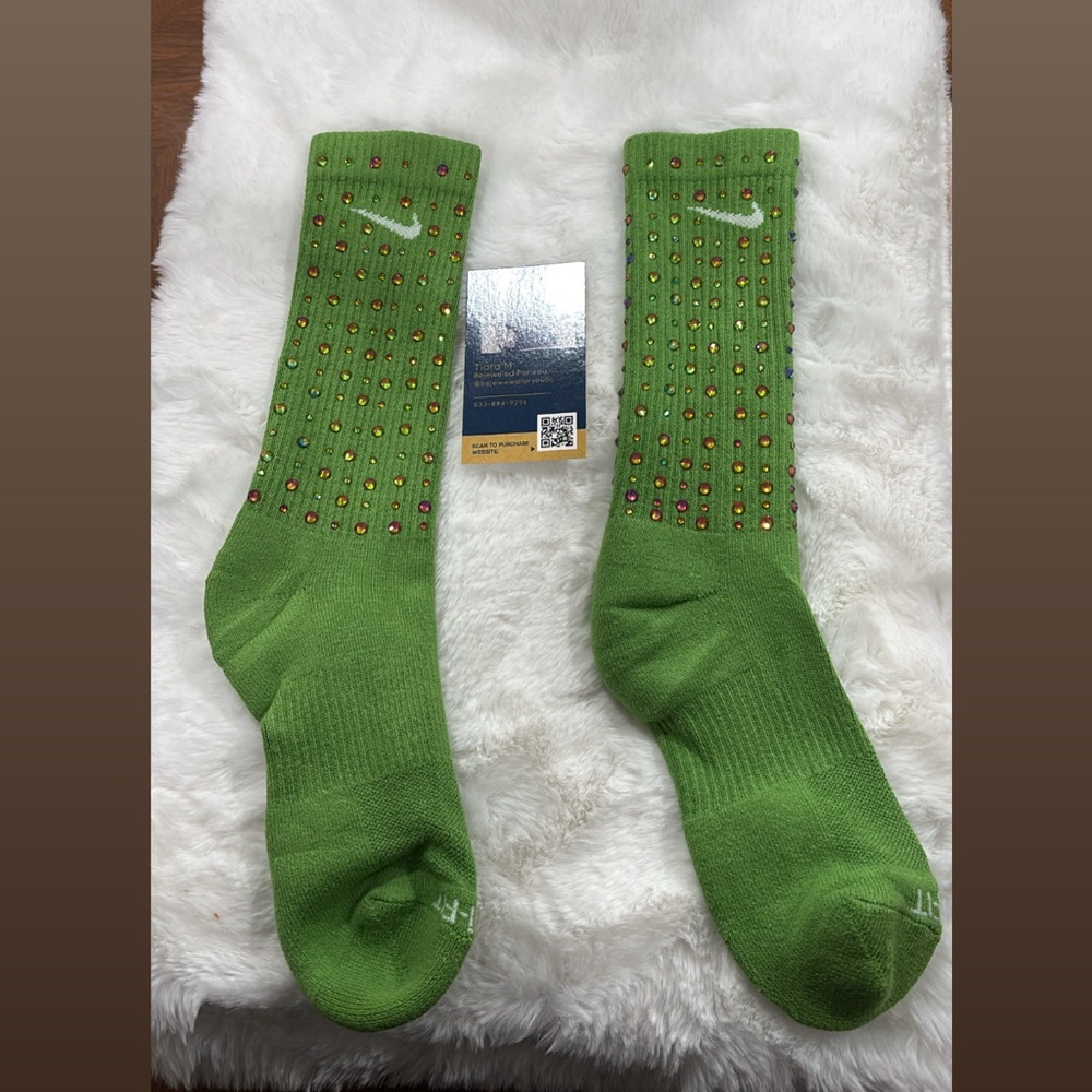 Nike Green Socks with Red and Yellow Dots